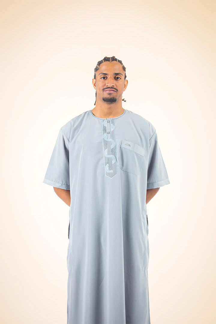 NabilQamis | Qamis manches courtes gris